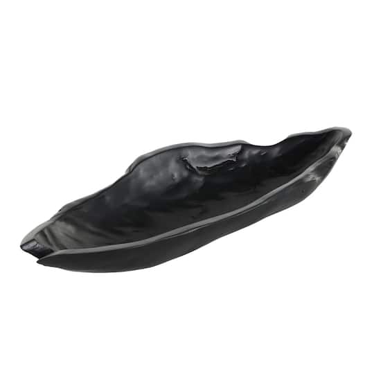 3.5" Black Teak Wood Handmade Live Edge Abstract Decorative Bowl